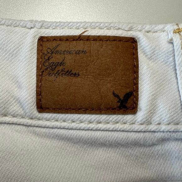 American Eagle Womens Y2K Micro Mini Short Shorts Size 4 White Distressed Preppy - Picture 6 of 8